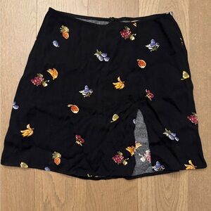 Reformation Fruit Print Black Skirt